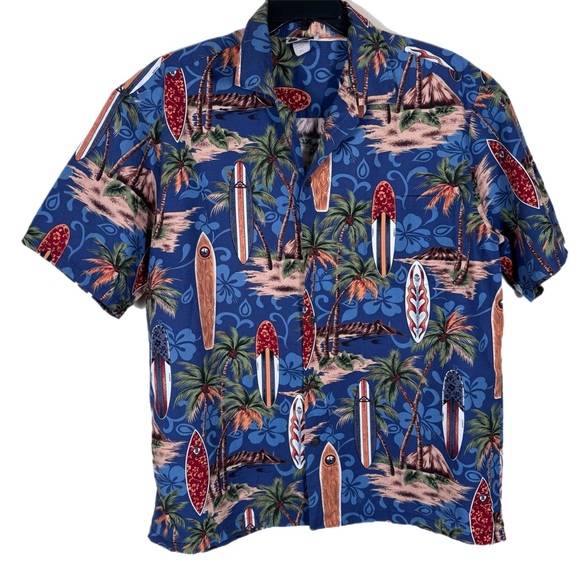 Aloha Republic Other - Men’s Aloha Republic Hawaiian Button Up Shirt XL Blue Surfboard Floral Vacation